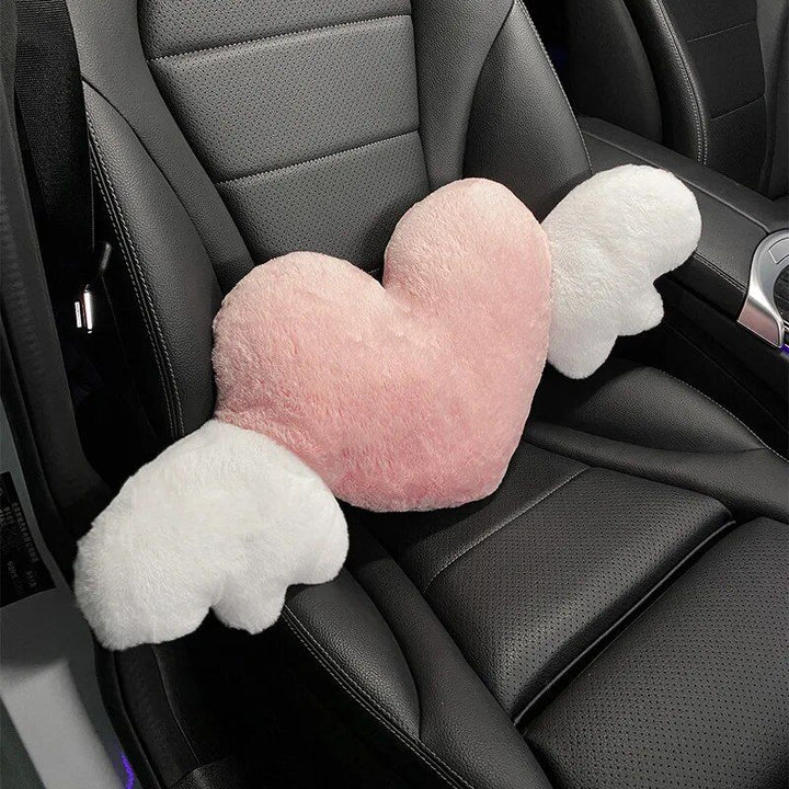 Heart-Shaped Plush Car Headrest & Lumbar Support Cushion