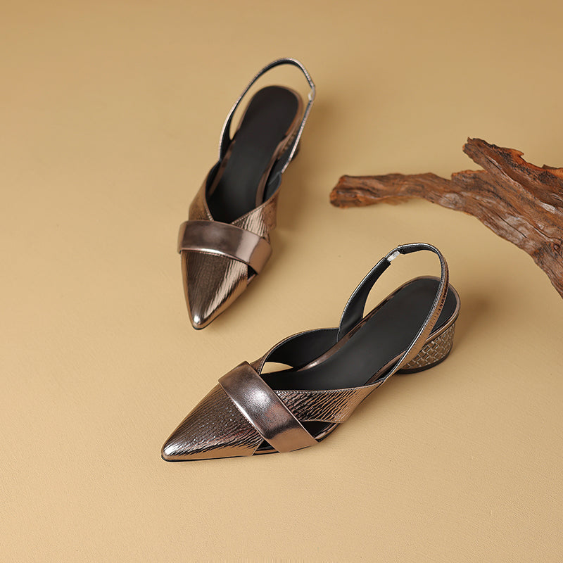 leather pointed toe sandals, view 20 - MRSLM