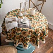 jacquard sunflower round tablecloth, view 3 - MRSLM