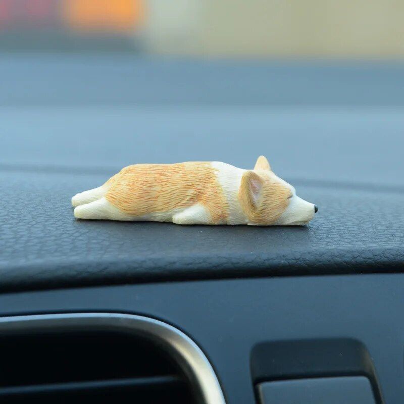 Cute Corgi Dashboard Ornament - Mini Resin Puppy Car Decor