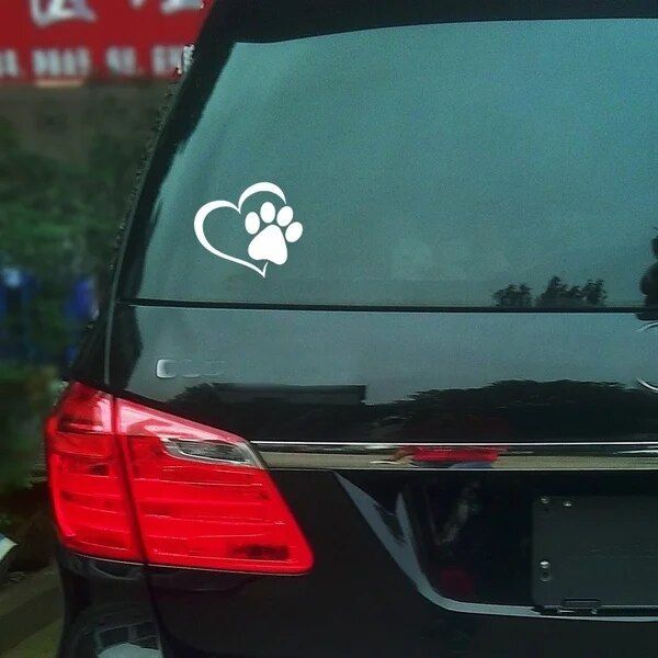 heart and paw print car sticker, view 3 - MRSLM