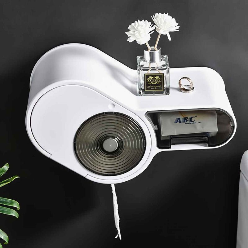waterproof toilet paper holder with storage, view 4 - MRSLM