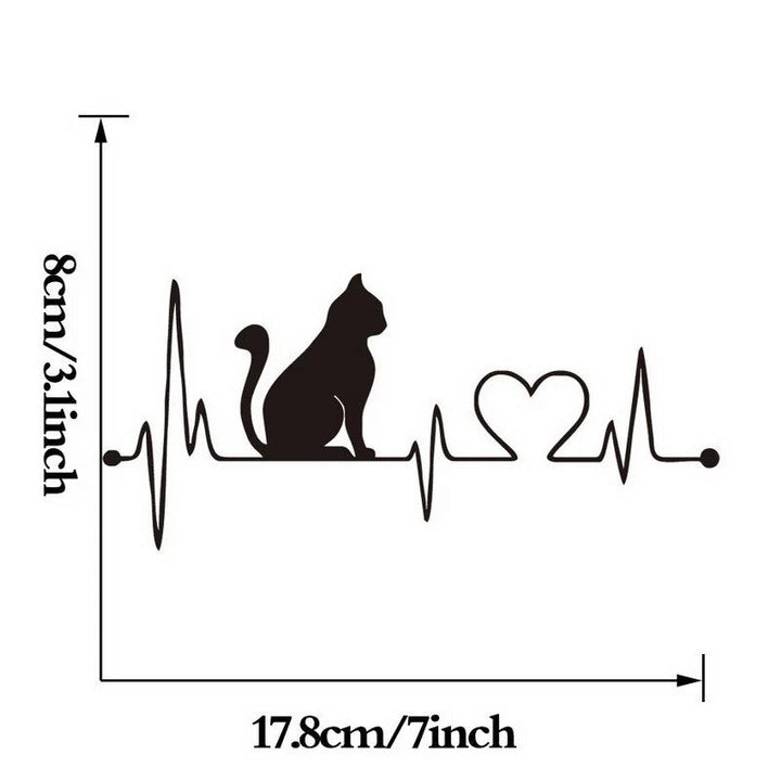 Cat Electrocardiogram Car Decal – Cute EKG Cat Cartoon Sticker for Vehicles & Home Decor