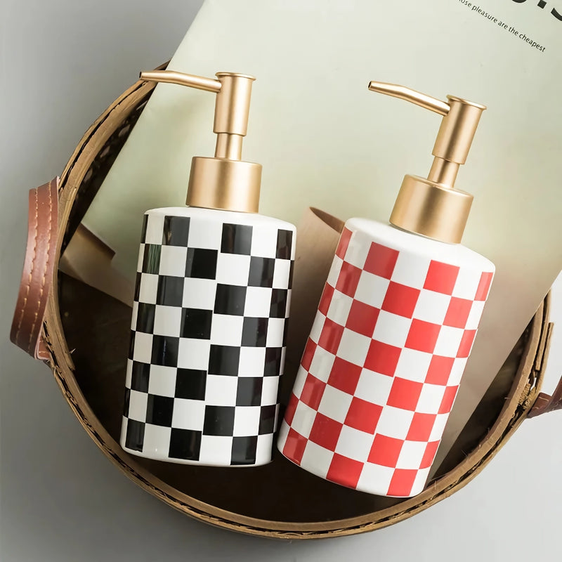 plaid ceramic bathroom dispenser, view 8 - MRSLM