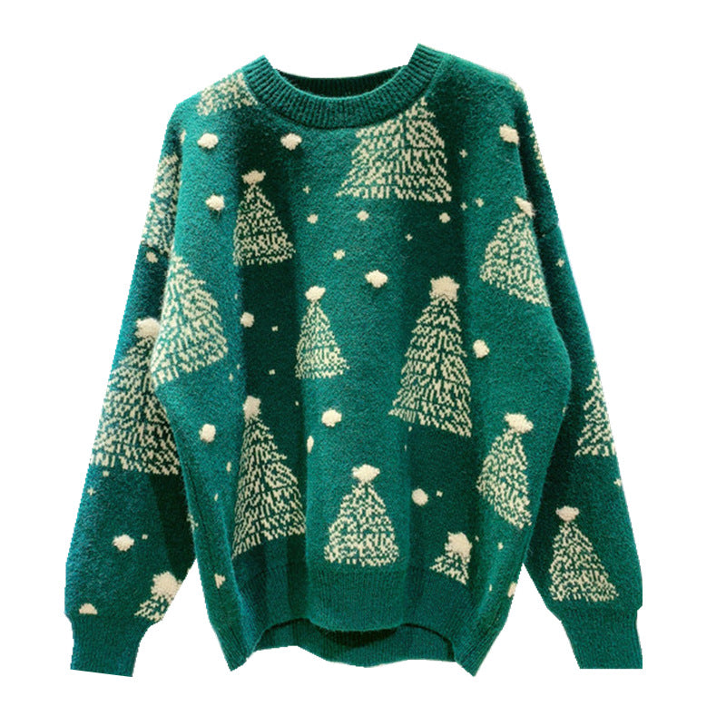 Women's Christmas tree jacquard sweater, view 9 - MRSLM