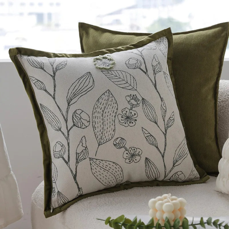 elegant green jacquard decorative pillow cover, view 8 - MRSLM