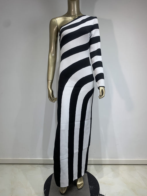 zebra stripe bandage dress, view 6 - MRSLM