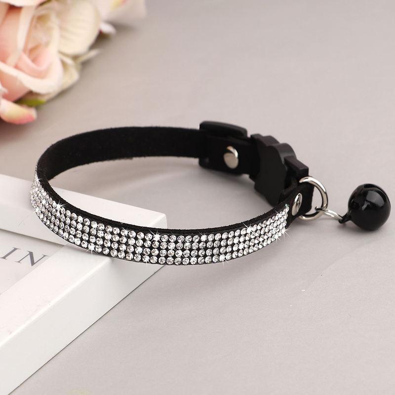 soft suede rhinestone cat collar, view 6 - MRSLM