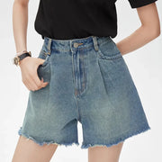 high waist denim shorts, view 5 - MRSLM
