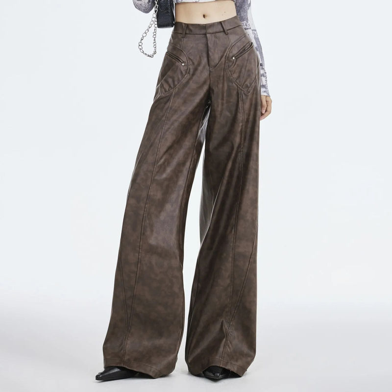 Faux leather wide leg trousers - MRSLM