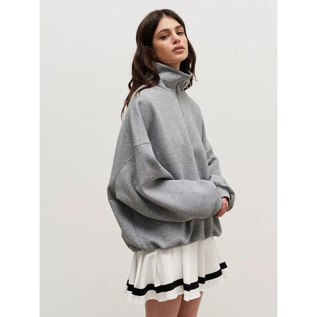 Women's Oversized Fleece-Lined Turtleneck Hoodie