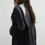 blazer with contrast color scarf collar, view 6 - MRSLM