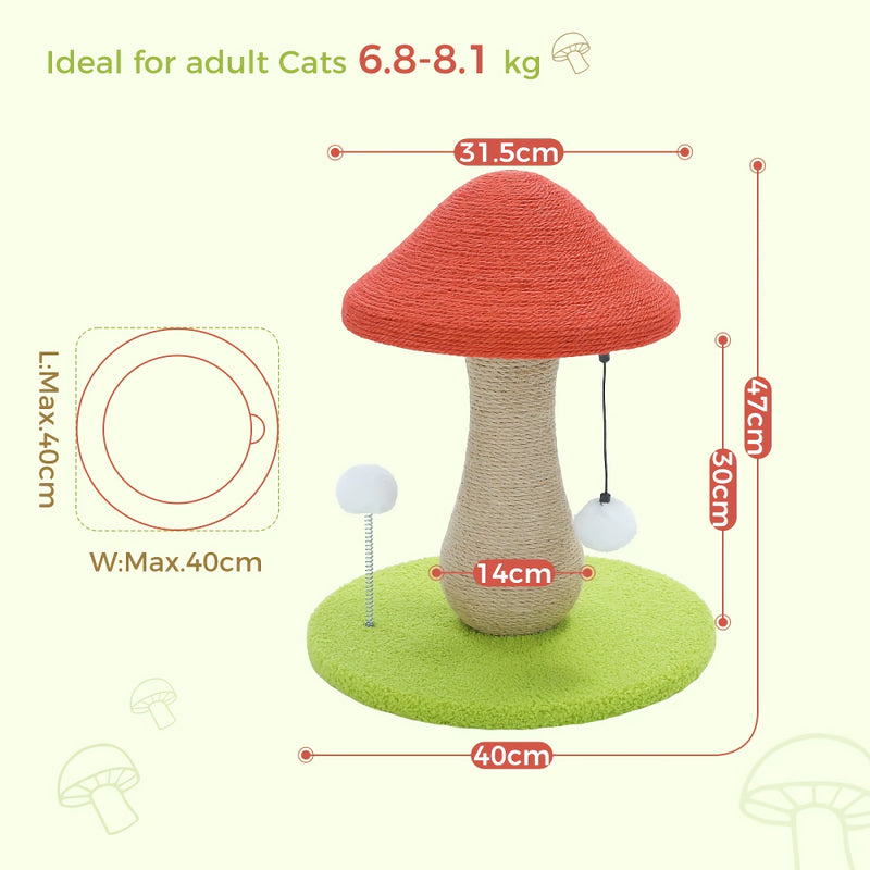 cat scratching post with natural sisal rope, view 10 - MRSLM