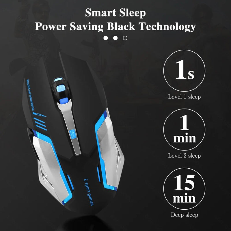 Wiederaufladbare kabellose Gaming-Maus mit LED-Hintergrundbeleuchtung und ergonomischem Design