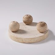 travertine sphere ball stand and tray, view 5 - MRSLM
