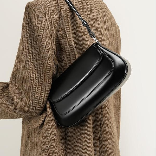 Bolsa de ombro vintage de luxo em couro genuíno para mulheres – Bolsa de couro bovino de alta qualidade