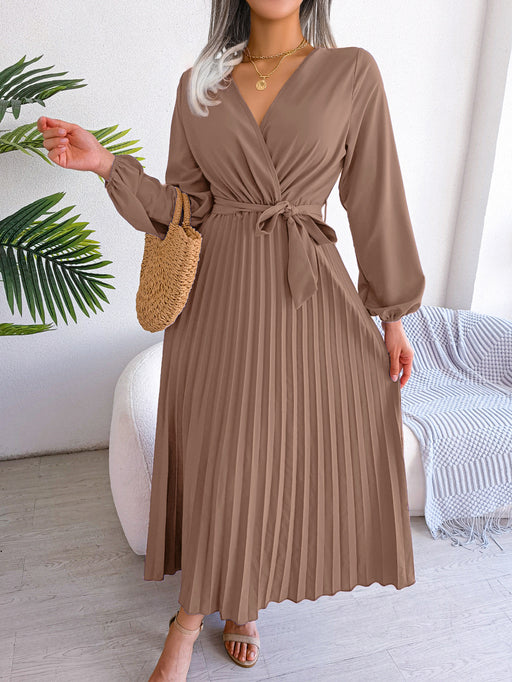 elegant pleated chiffon maxi dress, view 13 - MRSLM