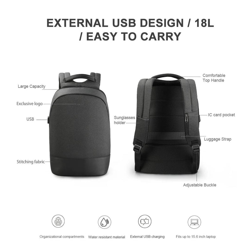 anti-theft laptop backpack with USB port, view 5 - MRSLM