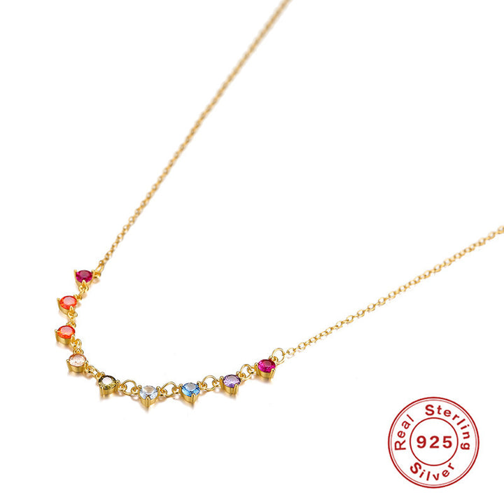 Sterling Silver Super Flash Colored Diamond Collarbone Necklace