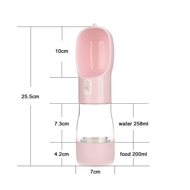 portable pet water bottle with food bowl, view 4 - MRSLM