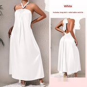 off-shoulder halter maxi dress, view 5 - MRSLM