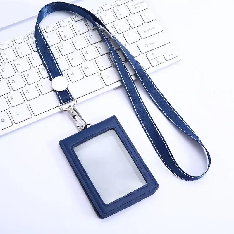 pu leather id holder with neck strap, view 3 - MRSLM