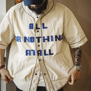 Retro baseball collar short sleeve shirt, view 3 - MRSLM