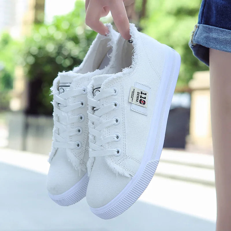 women's canvas flat sneakers, view 4 - MRSLM