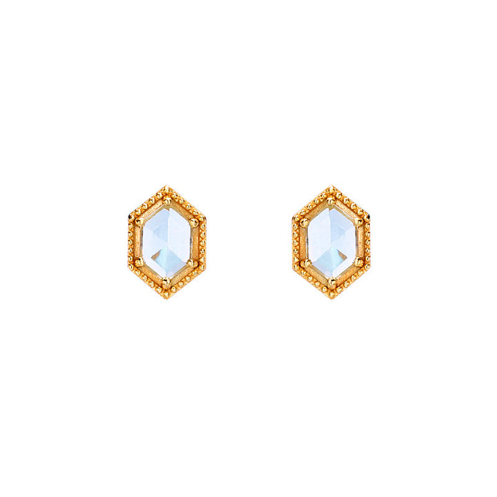 Small And Simple Retro Sky Blue Topaz Stud Earrings For Women