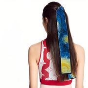skinny silk scarf with art print, view 8 - MRSLM