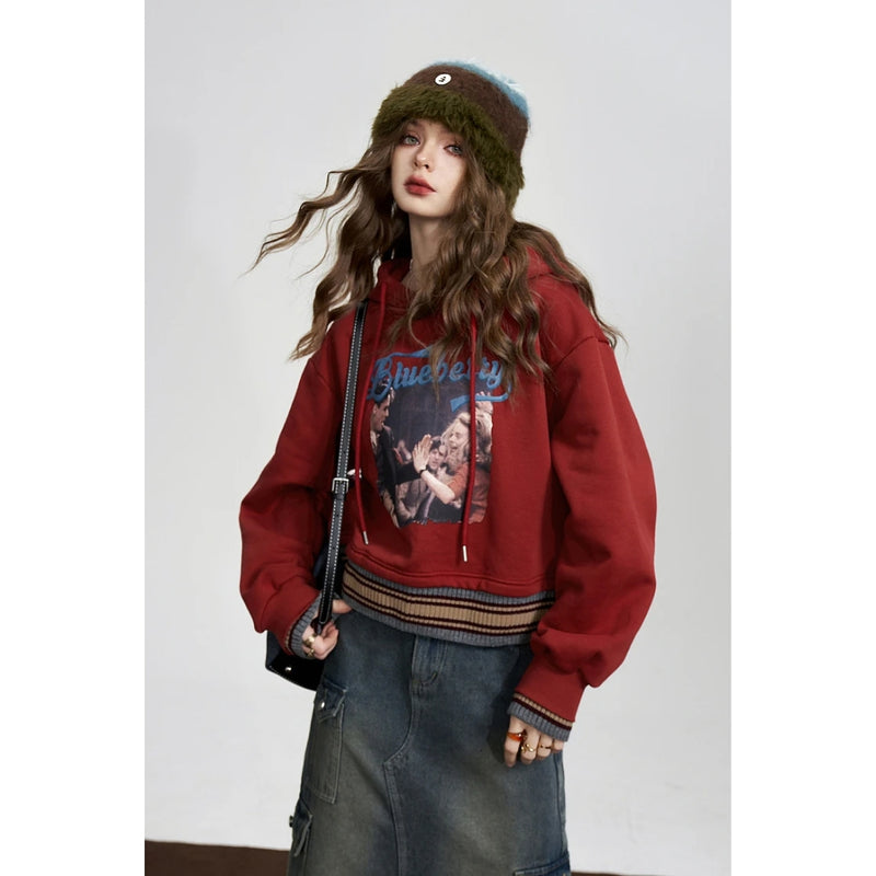Rote Fleece-Hoodies für Damen