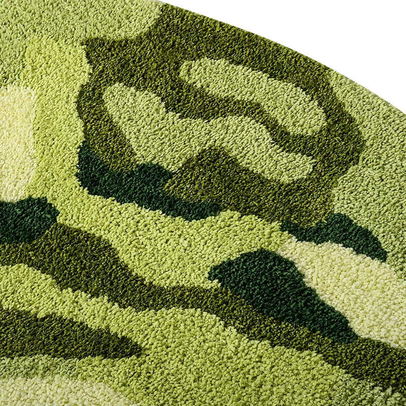 3d round green moss rug, view 6 - MRSLM