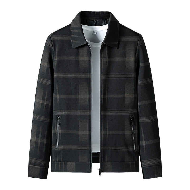 mens turn-down collar plaid coat, view 6 - MRSLM