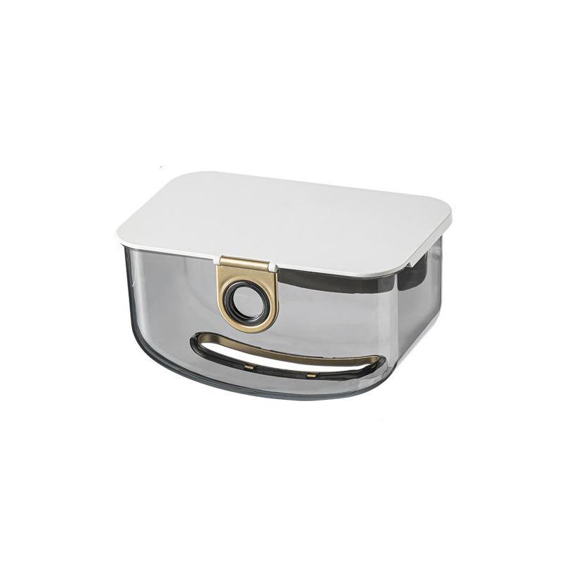 wall-mounted tissue box and storage dispenser, view 2 - MRSLM