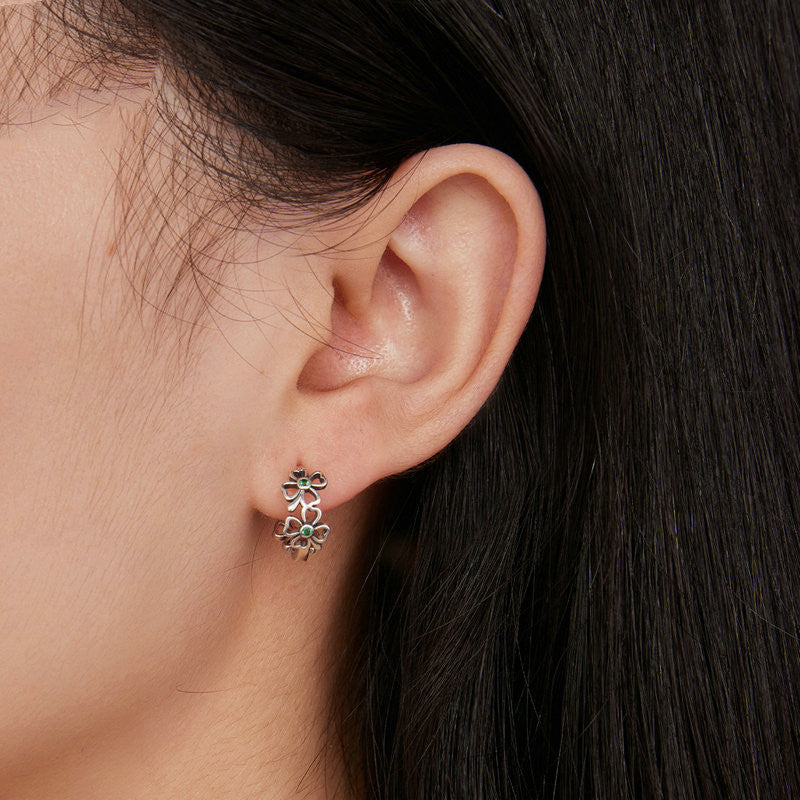 Women's Silver Lucky Clover Earrings