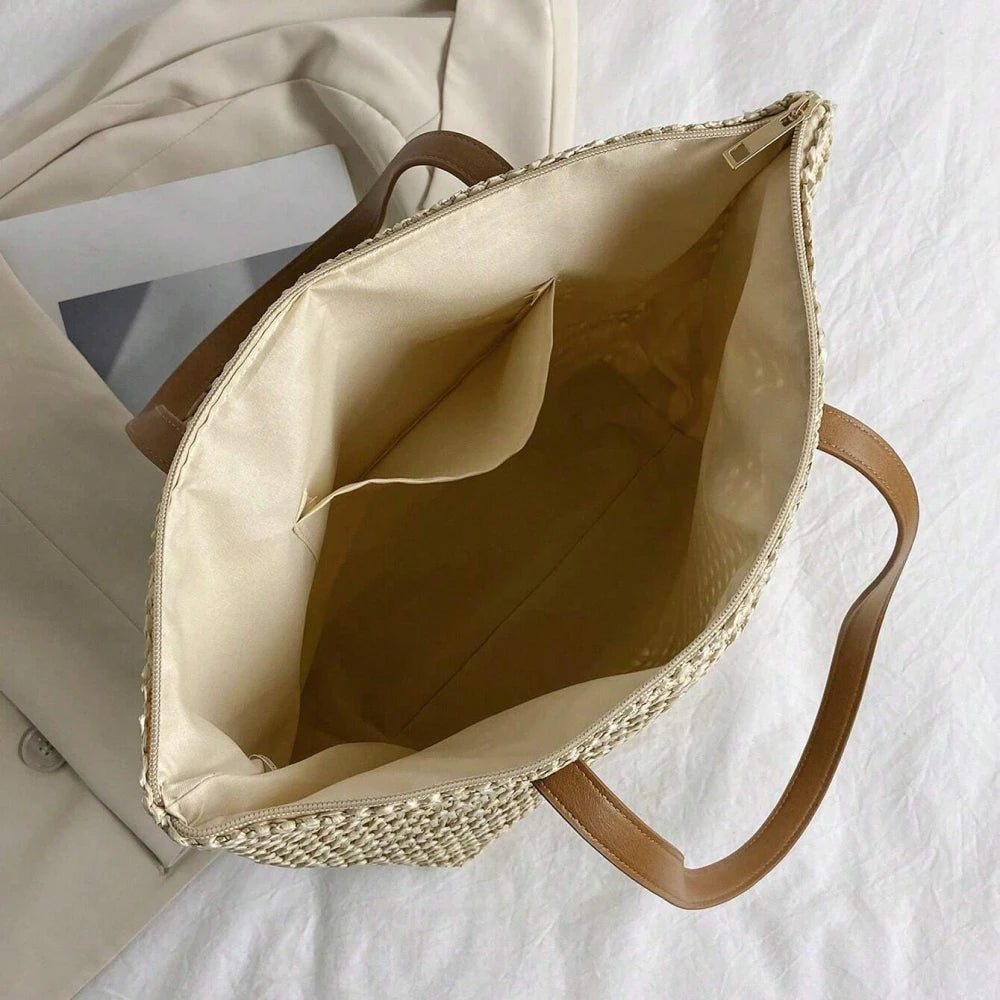Handmade Large Woven Straw Tote Bag