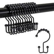 12-pack metal double glide shower curtain hooks, view 4 - MRSLM