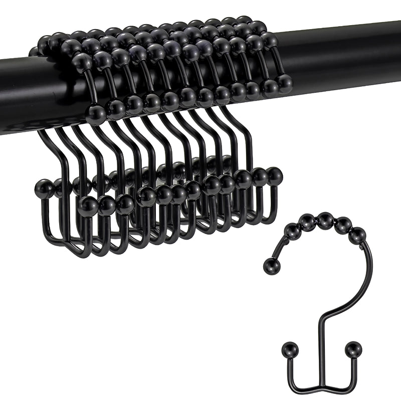 12-pack metal double glide shower curtain hooks, view 4 - MRSLM