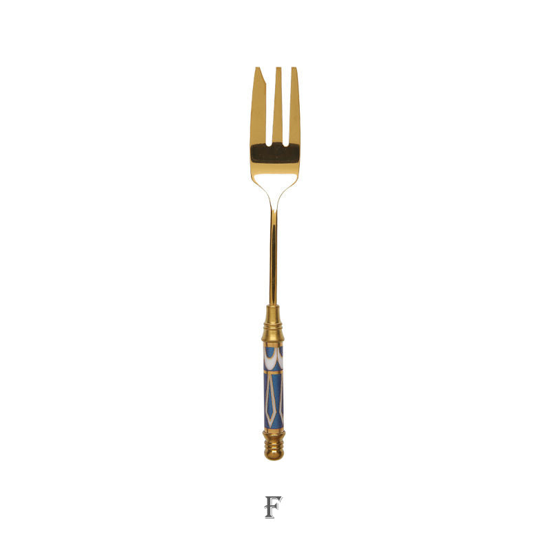 gold dessert fork, view 9 - MRSLM