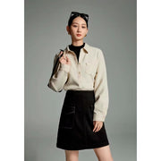 long sleeve polo neck blouse, view 7 - MRSLM