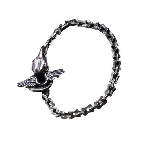 vintage raven head silver bracelet, view 3 - MRSLM