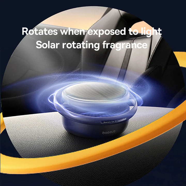 Solar Car Air Freshener with Rotating Aromatherapy Oil Diffuser