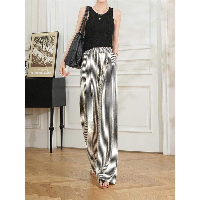 Women's wide leg striped pants, view 5 - MRSLM