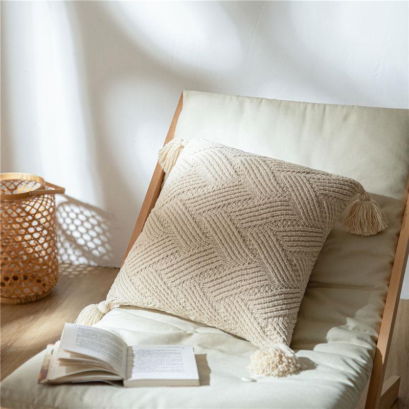 chenille handmade tassel pillow cover, view 4 - MRSLM