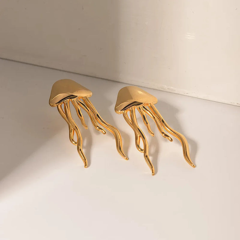 Ohrstecker in Quallenform, 18 Karat Gold.