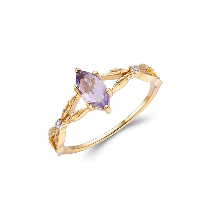 lavender amethyst white zirconia silver ring, view 3 - MRSLM