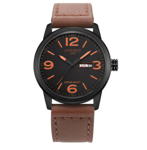 Men's Waterproof Quartz Leather Watch