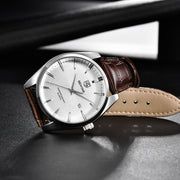 men's leather band quartz watch, view 6 - MRSLM