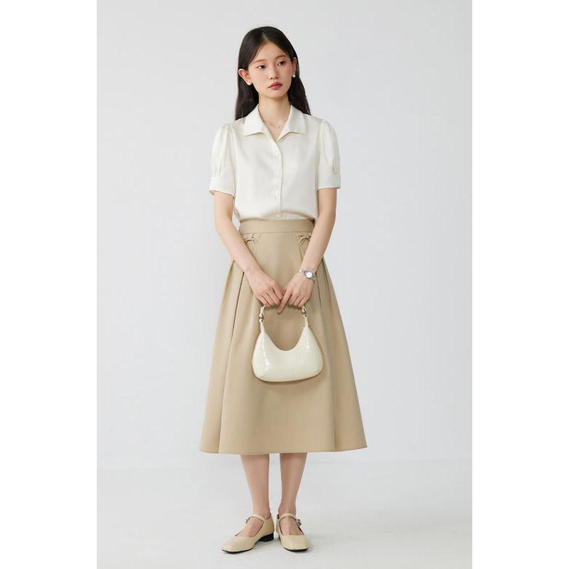 pleated a-line midi skirt, view 4 - MRSLM
