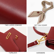 red cowhide leather handbag, view 4 - MRSLM